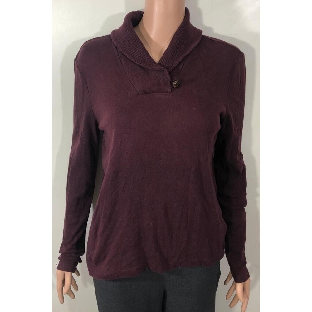 Lauren Ralph Lauren Womens Shawl Collar Pullover Sweater Maroon  Sz M